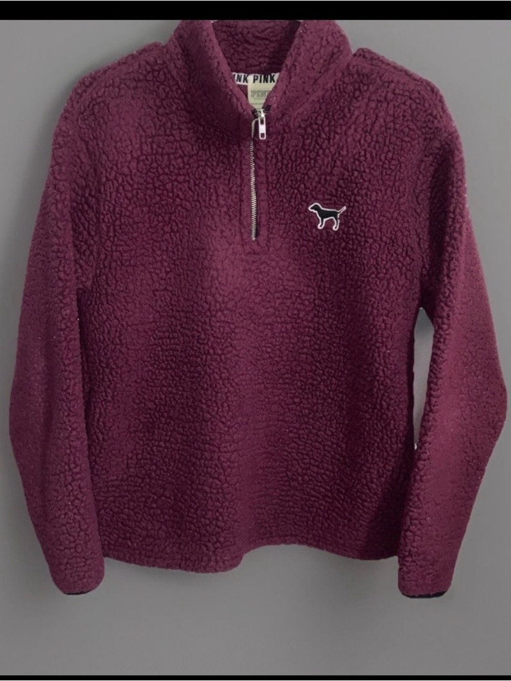 Pink by Victorias Secret Maroon Sherpa 1/4 Zip Pullover Sweatshirt XS Gorpcore